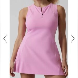 Athleta Ace 1/4 Zip-Front Tennis Golf Mini Dress Pink Sz. Large